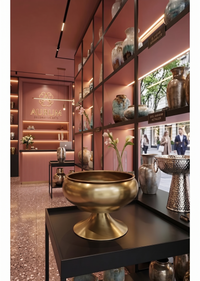 Lüks Ayaklı Dekoratif Kase - Eskitme Gold Pirinç Renk Metal Sunumluk Ve Salon Objesi