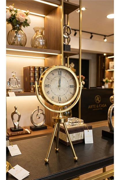 Ayaklı Saat Gold Renk Boy: 46 cm Çap: 26 cm