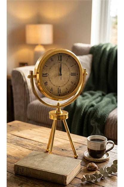 Ayaklı Saat Gold Renk Boy: 46 cm Çap: 26 cm