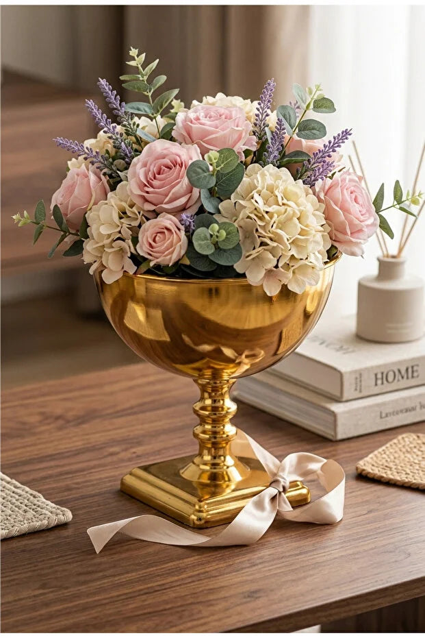Kare Ayaklı Gold Vazo En: 25 cm Boy: 25 cm