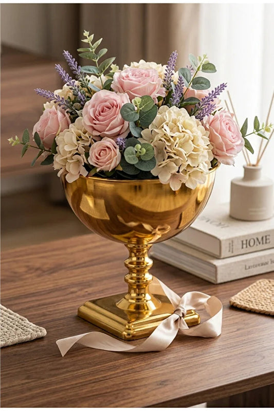 Kare Ayaklı Gold Vazo En: 25 cm Boy: 25 cm