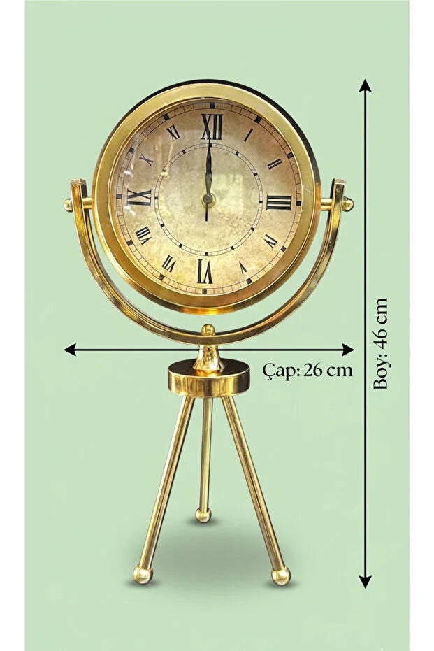 Ayaklı Saat Gold Renk Boy: 46 cm Çap: 26 cm