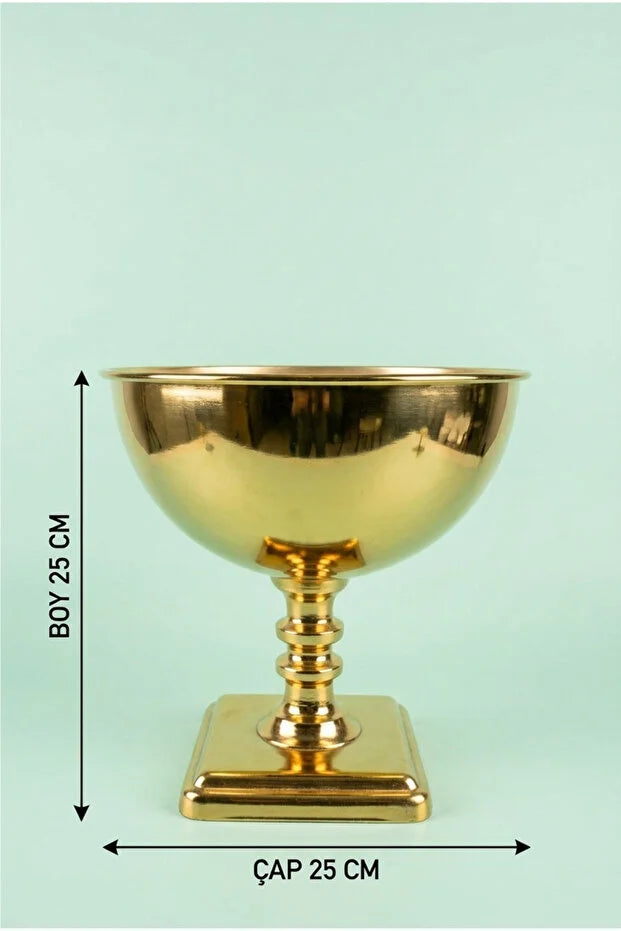 Kare Ayaklı Gold Vazo En: 25 cm Boy: 25 cm