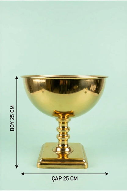 Kare Ayaklı Gold Vazo En: 25 cm Boy: 25 cm