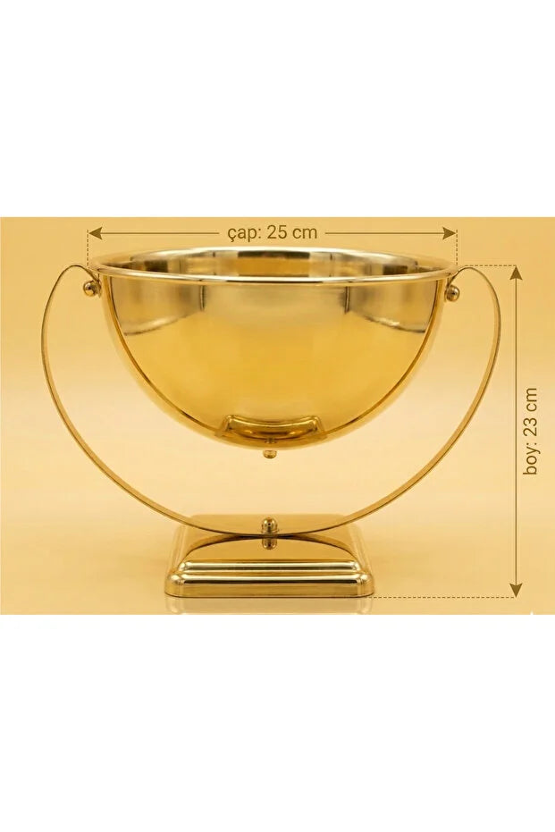 Lüks Gold Pirinç Görünümlü Dekoratif Ayaklı Gondol Kase - 32x24 cm